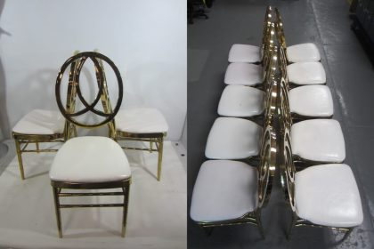10 PZAS DE SILLAS TIFFANY EN METAL DORADO