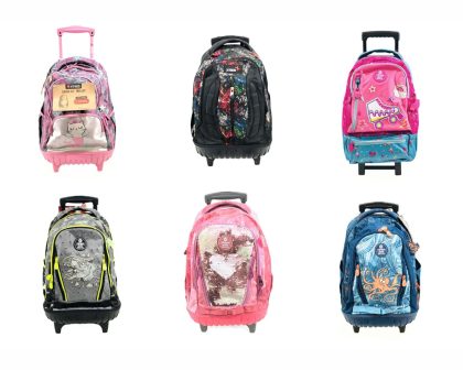 6 PZAS  MOCHILA INFANTIL CARRITO