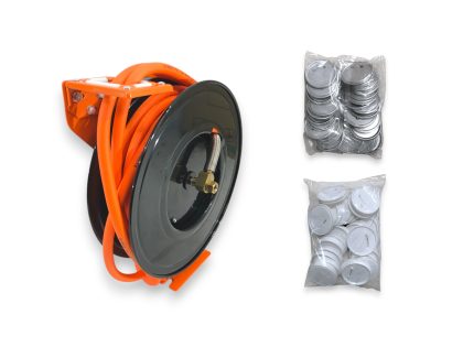 1 CARRETE DE MANGUERA DE AIRE RETRACTIL - MAQUINA PARA FABRICAR BOTONES.