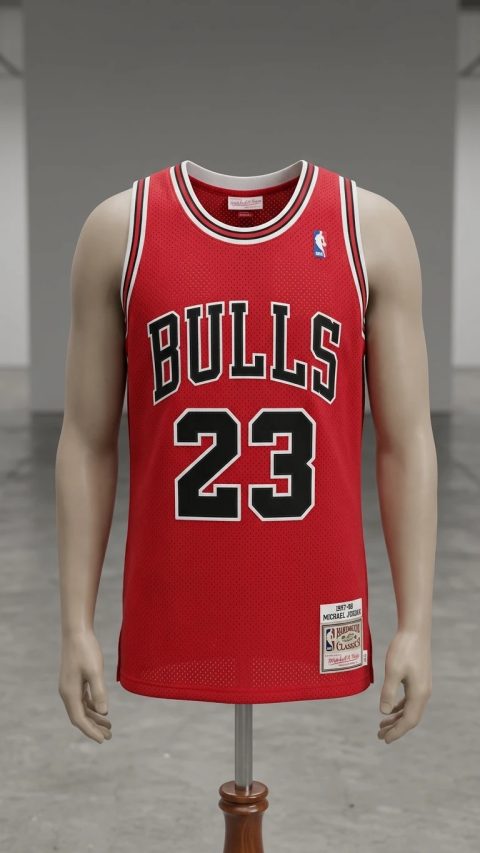 JERSEY ROJO MICHAEL JORDAN #23, ESTILO CHICAGO BULLS.