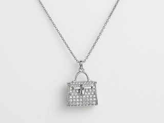 COLLAR CON DIJE DE BOLSO PLATA 925 MOISSANITA. 3.72 gr.