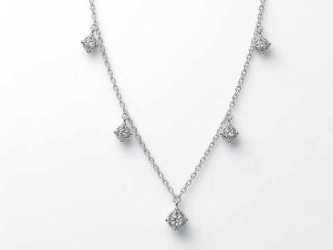 COLLAR CON 5 DIJES EN FORMA DE FLOR PLATA 925 MOISSANITA. 1.60 gr.