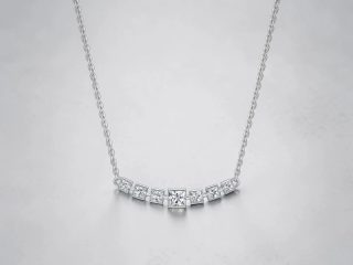COLLAR CON 7 DIJES DE CUADRO PLATA 925 MOISSANITA. 1.83 gr.