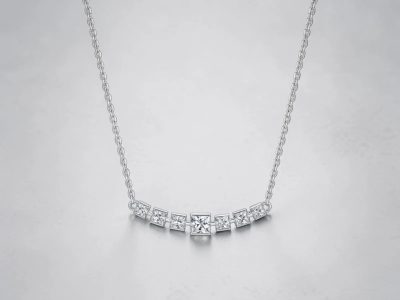 COLLAR CON 7 DIJES DE CUADRO PLATA 925 MOISSANITA. 1.83 gr.