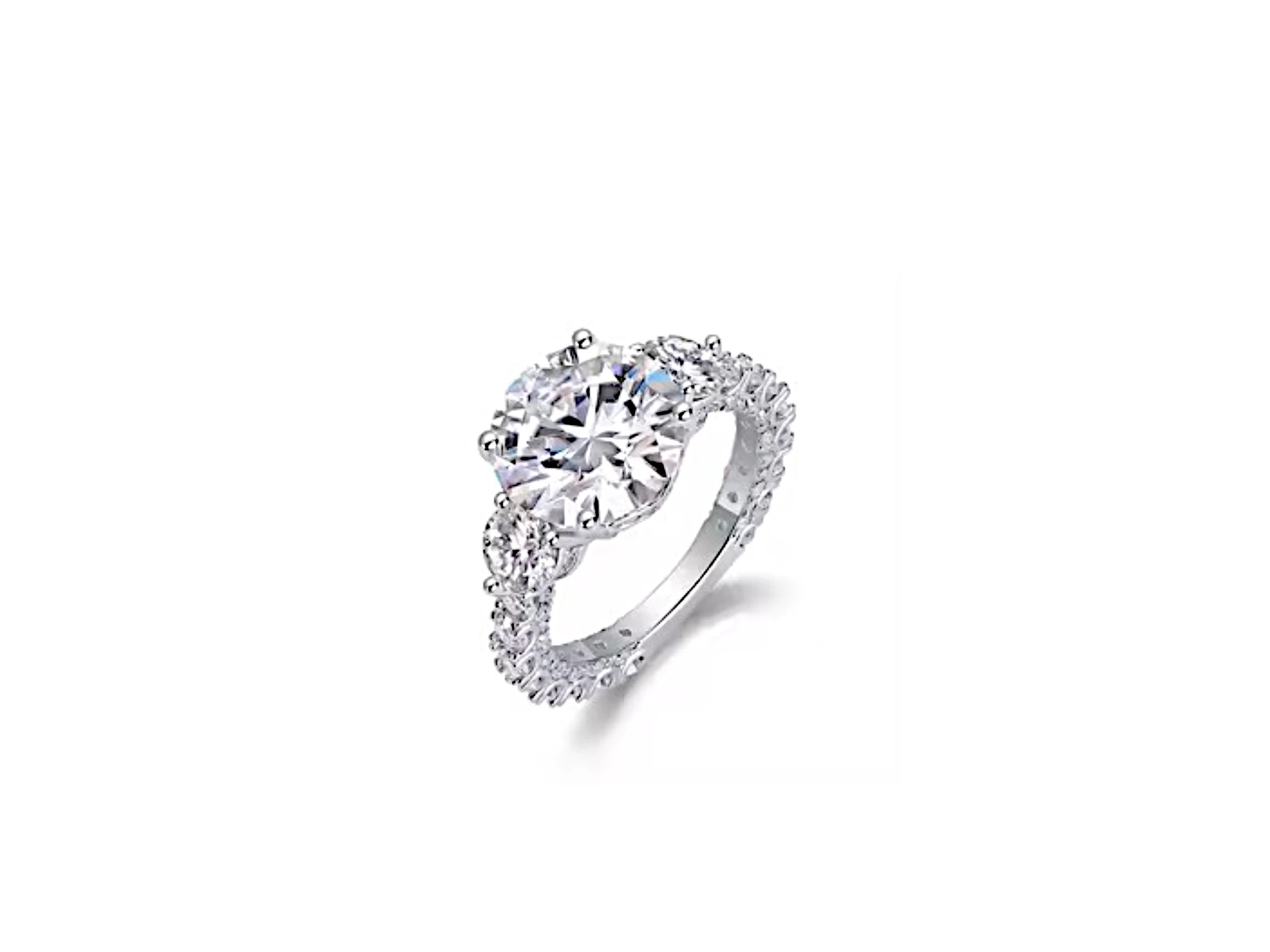 ANILLO DE ESTILO TRILOGÍA GEMA PLATA 925 MOISSANITA. 4.54 gr