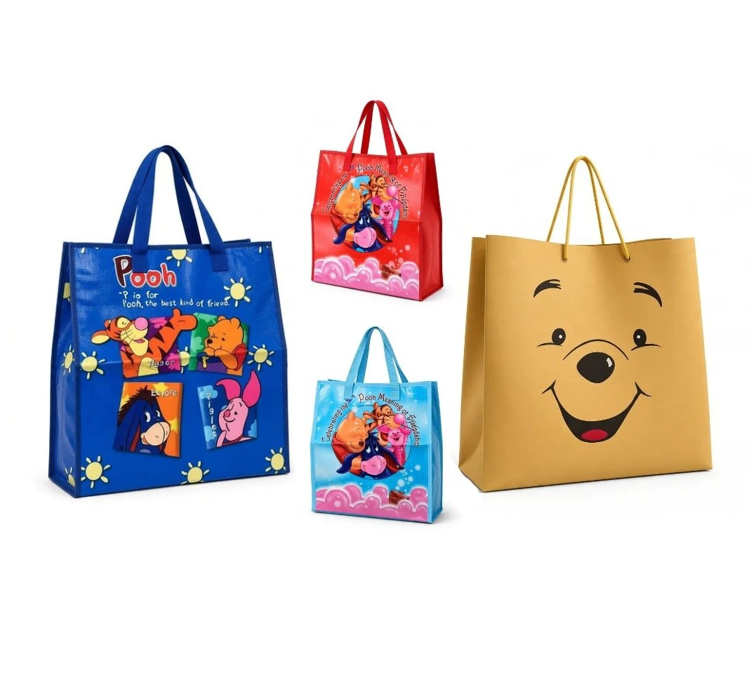 APROX. 191 PZAS. DE BOLSAS ECOLOGICAS REUTILIZABLE DE DIBUJOS ANIMADOS
