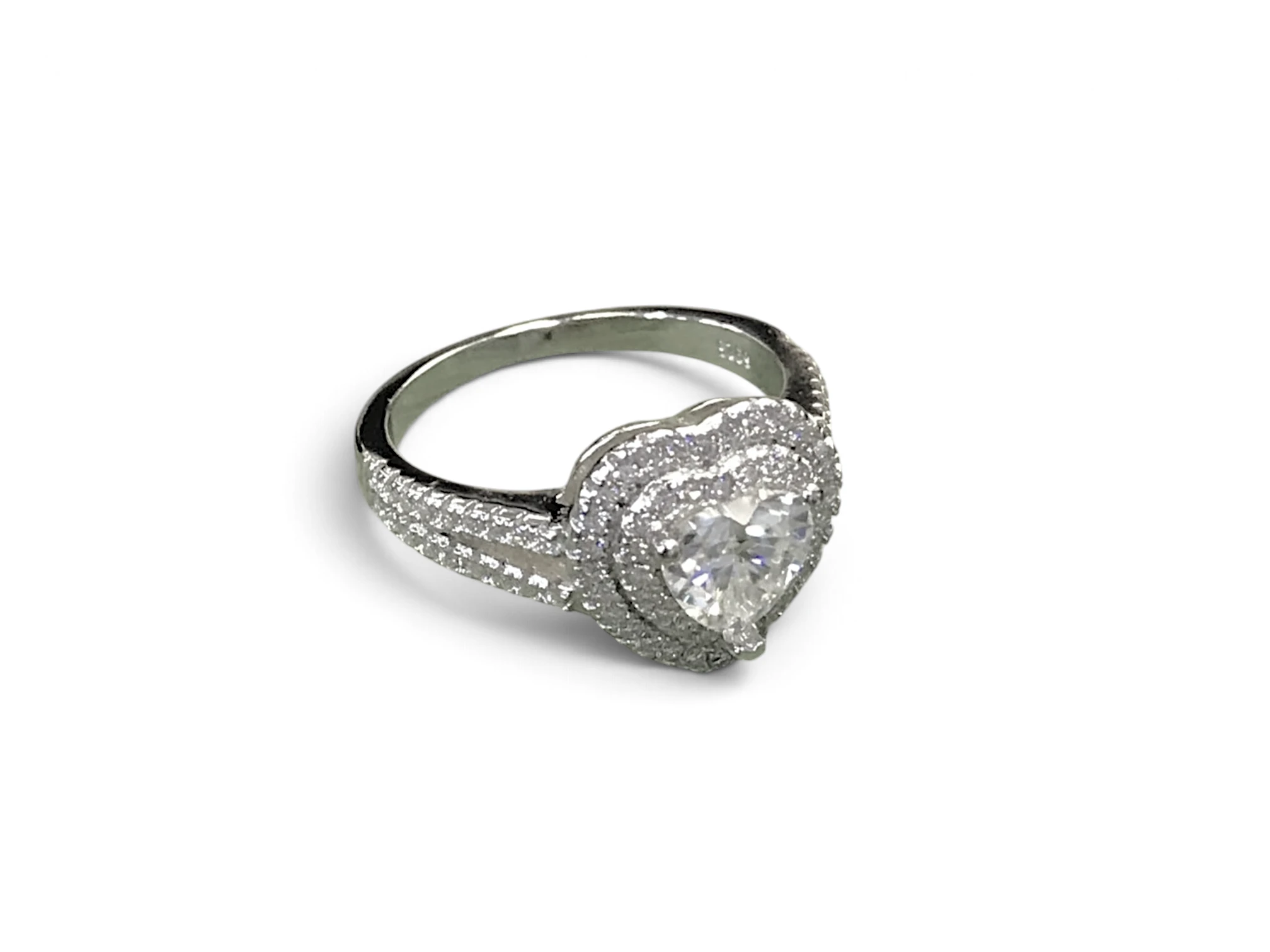 ANILLO EN FORMA DE CORAZÓN PLATA 925 MOISSANITA. 4.08 gr. — imagen 2