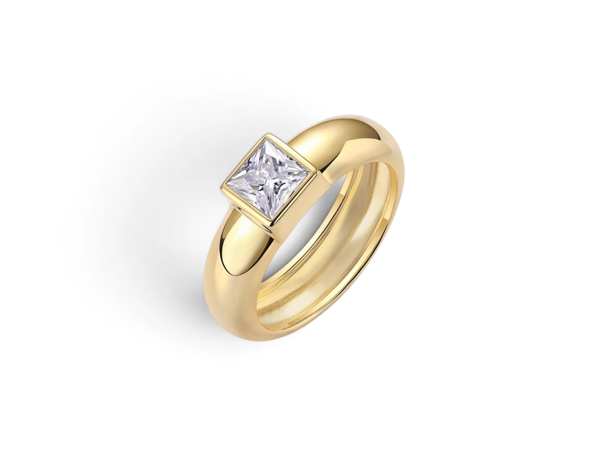 ANILLO DE BANDA ANCHA CON PIEDRA CUADRADA PLATA 925 MOISSANITA. 3.92 gr. — imagen 4
