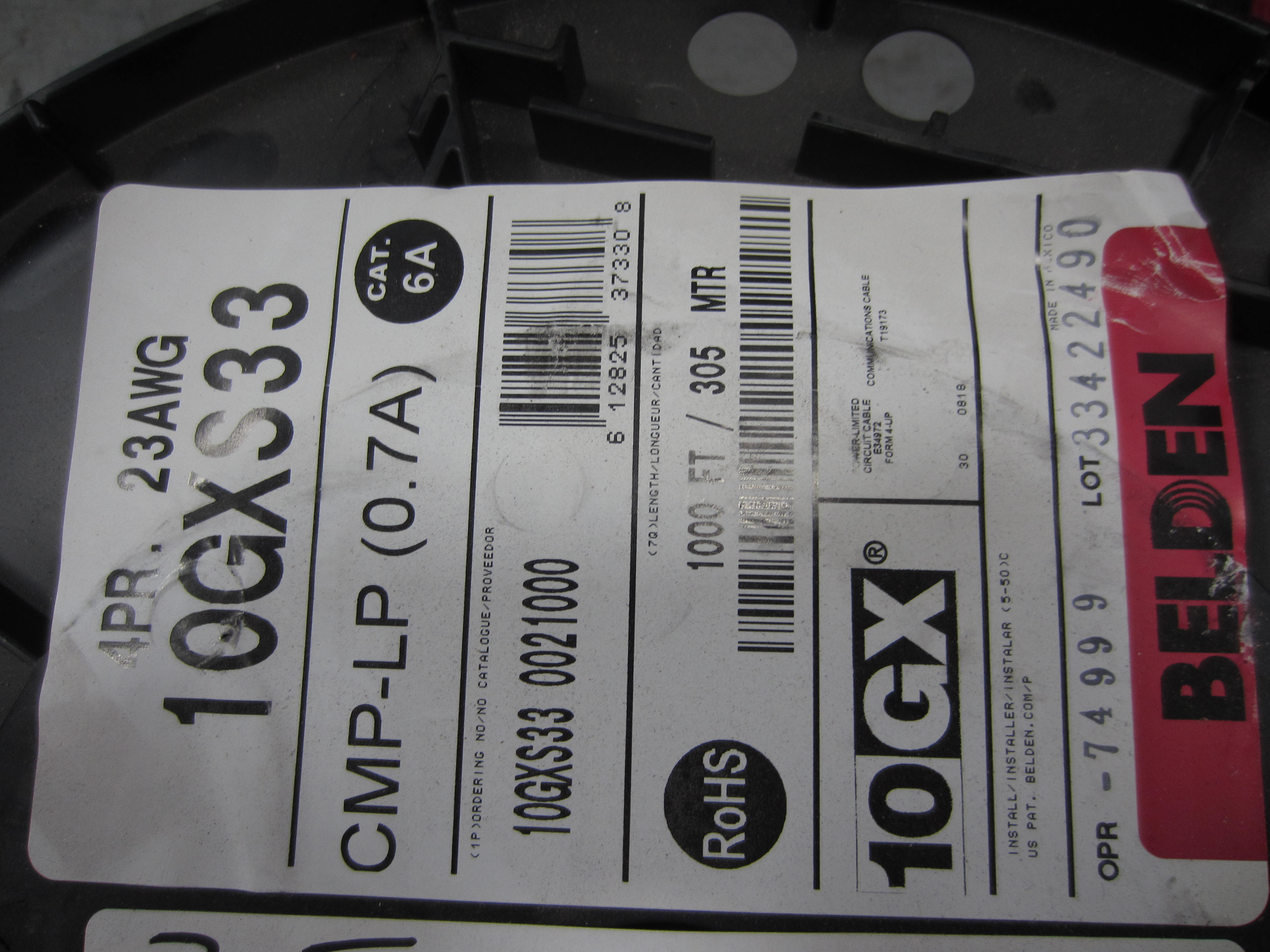 LOTE DE CARRETES CON CABLE ANTIFLAMA DE ALTA RESISTENCIA