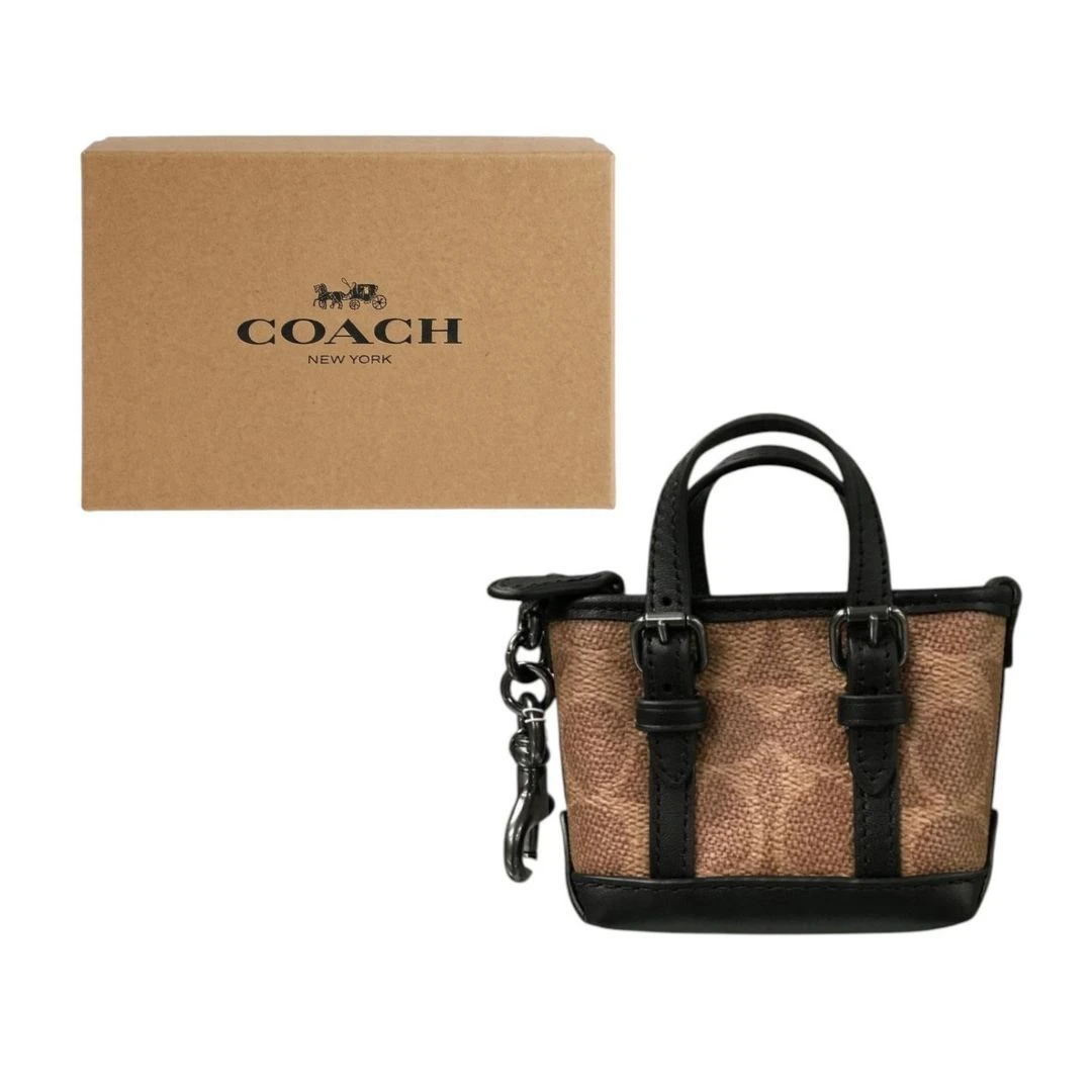 BOLSO MINIATURA COACH ORIGINAL MODELO MINI WARNER TOTE BAG CHARM, CON LLAVERO NUEVO.