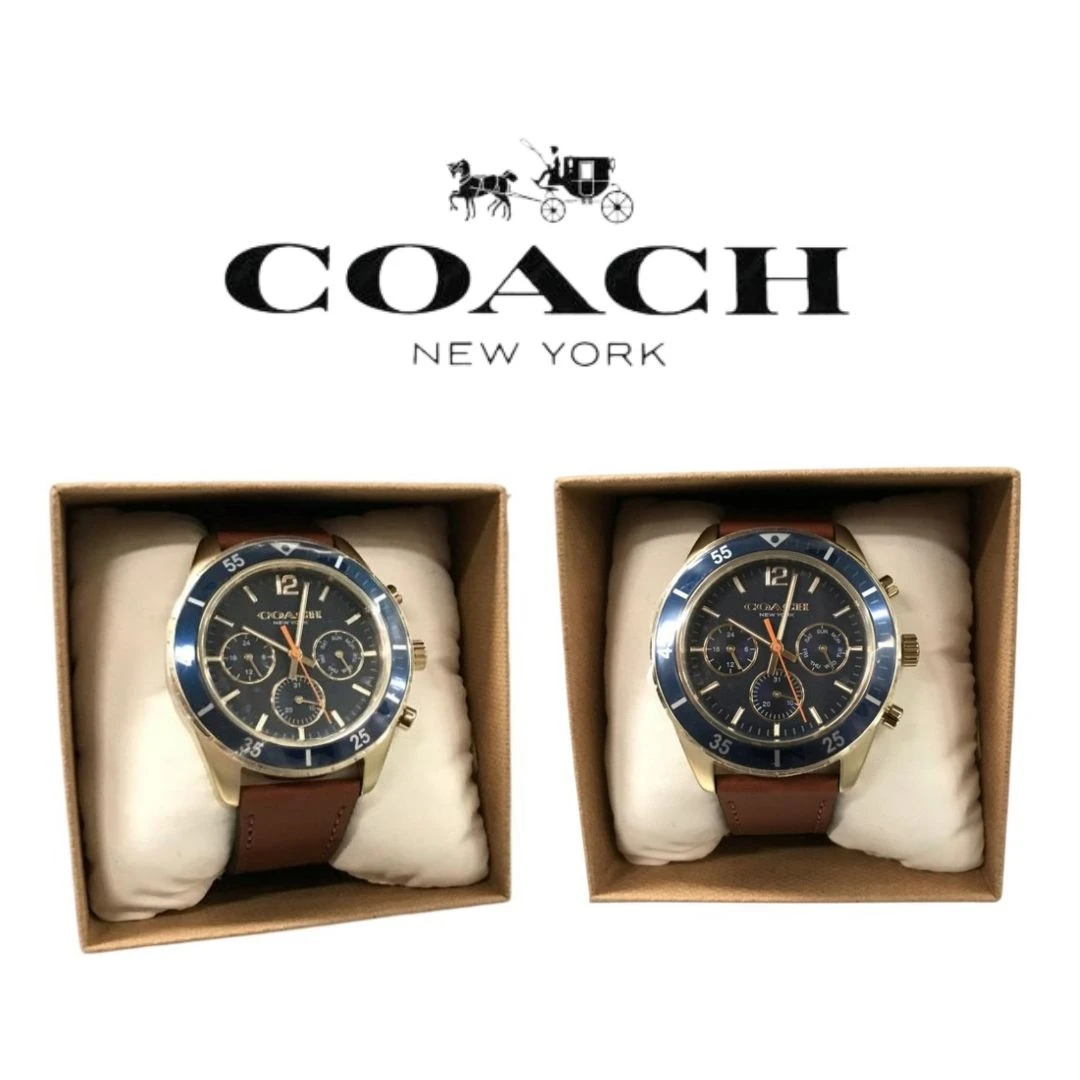 RELOJ COACH PARA CABALLERO MODELO MEN COLE CHRONOGRAPH 44 MM - SADDLE NUEVO.
