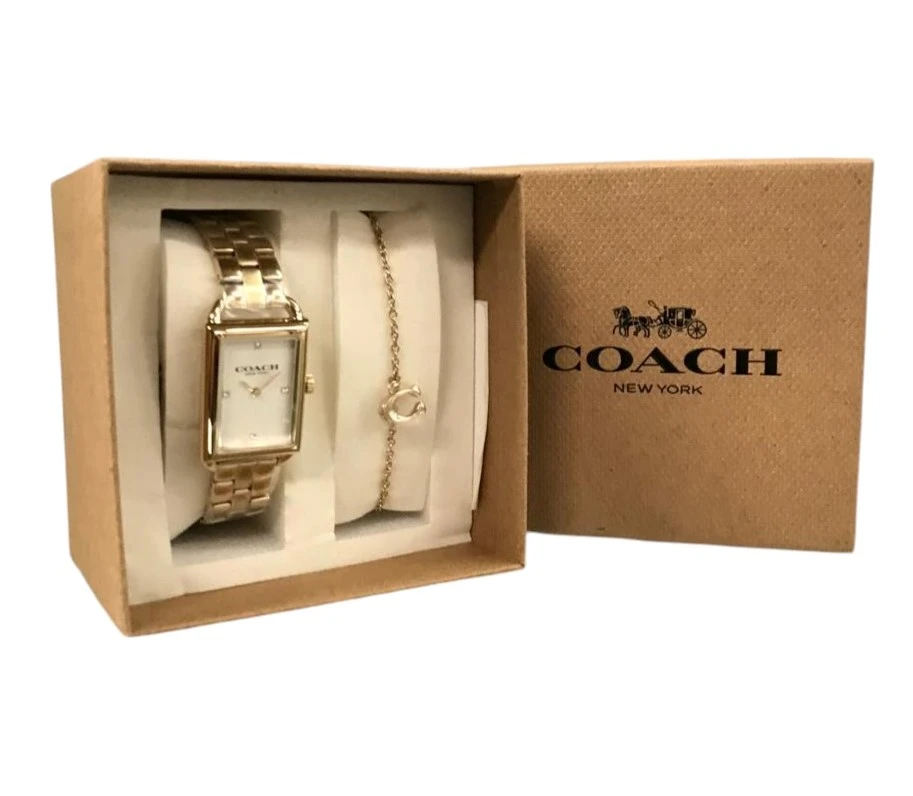 SET DE REGALO COACH LIZ PARA DAMA – RELOJ DORADO CON BRAZALETE A JUEGO NUEVO. — imagen 2
