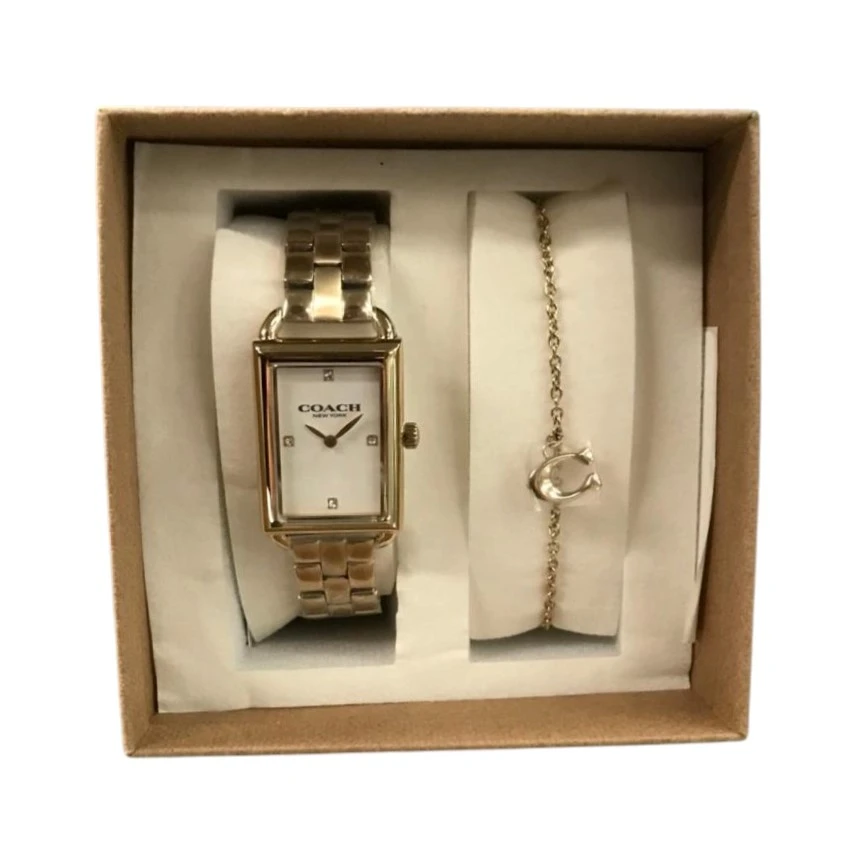 SET DE REGALO COACH LIZ PARA DAMA – RELOJ DORADO CON BRAZALETE A JUEGO NUEVO. — imagen 3