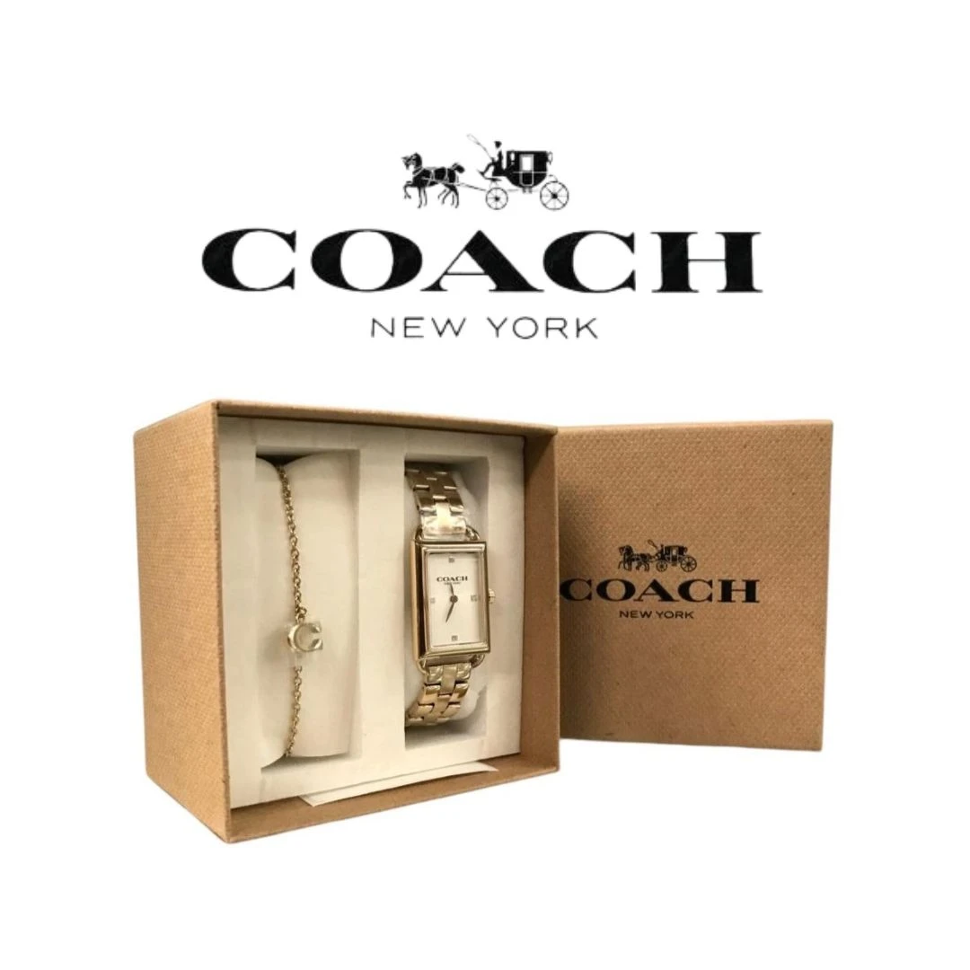SET DE REGALO COACH LIZ PARA DAMA – RELOJ DORADO CON BRAZALETE A JUEGO NUEVO.