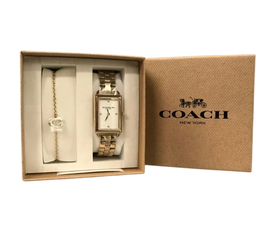 SET DE REGALO COACH LIZ PARA DAMA – RELOJ DORADO CON BRAZALETE A JUEGO NUEVO. — imagen 2