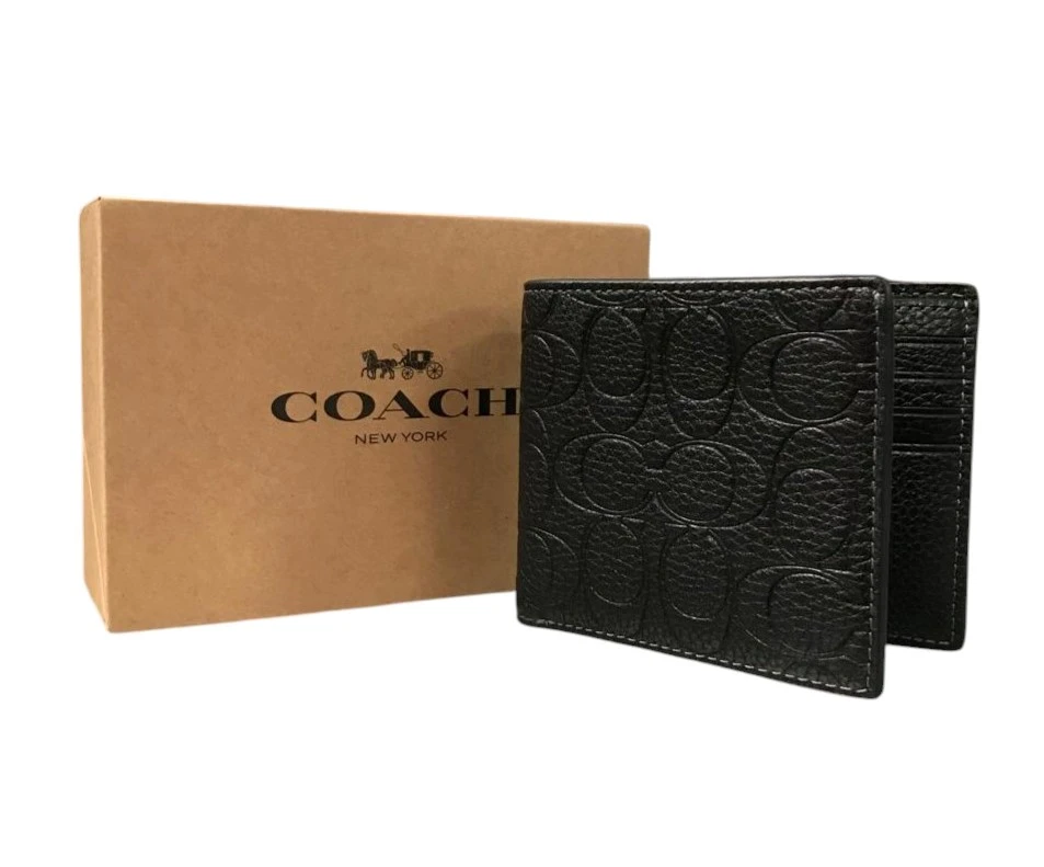 CARTERA COACH COLOR NEGRO CON DISEÑO MONOGRAM PARA CABALLERO NUEVO. — imagen 2