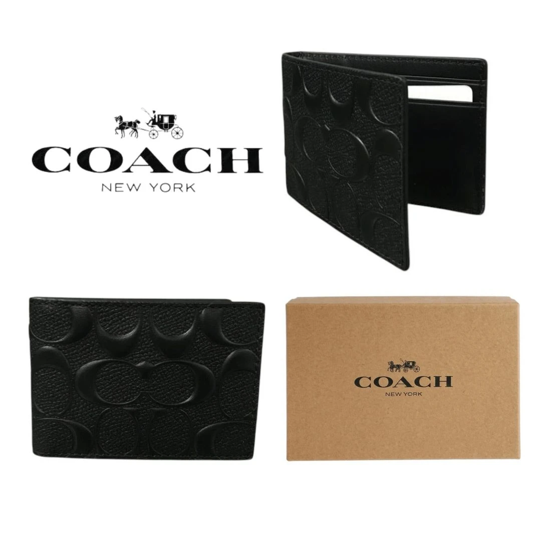 TARJETERA COACH COLOR NEGRO CON DISEÑO MONOGRAM PARA CABALLERO NUEVO.