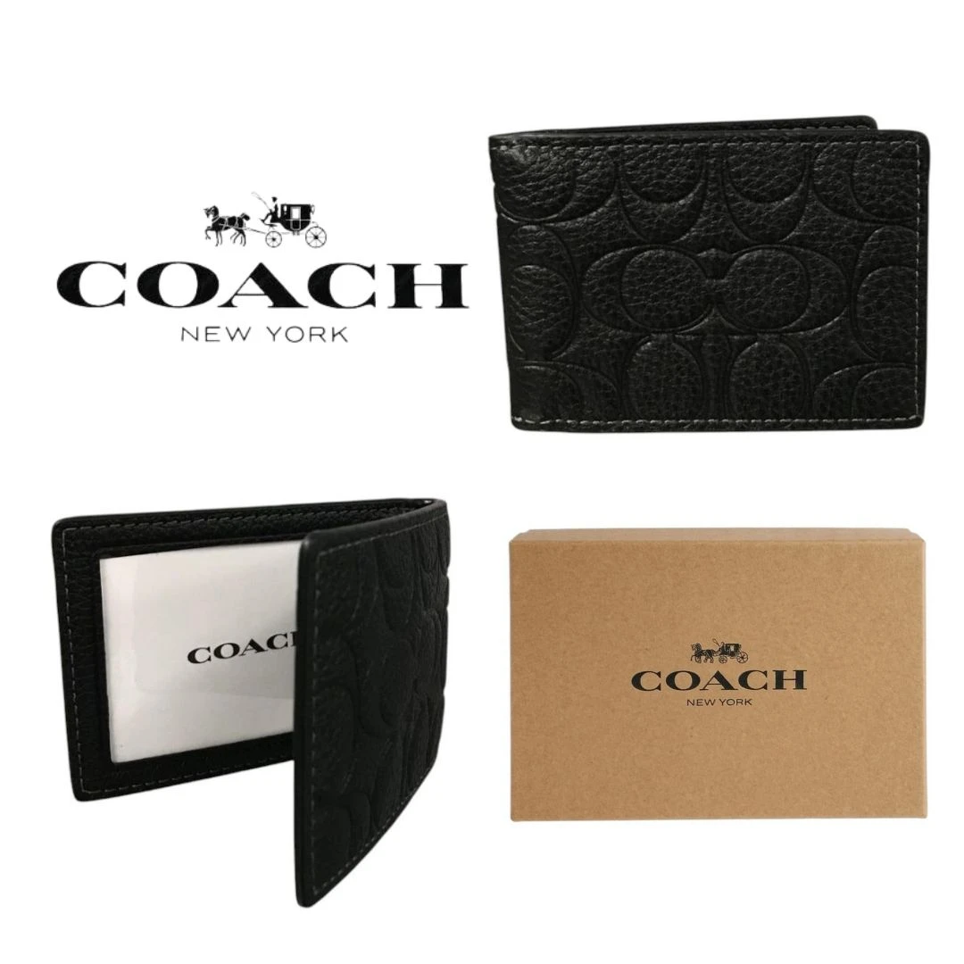 TARJETERA COACH COLOR NEGRO CON DISEÑO MONOGRAM PARA CABALLERO NUEVO.