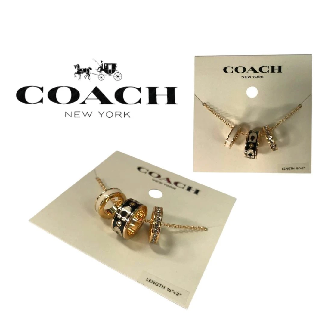 COLLAR COACH TRÍO DE FIRMA ORIGINAL – DORADO/NEGRO/BLANCO NUEVO.