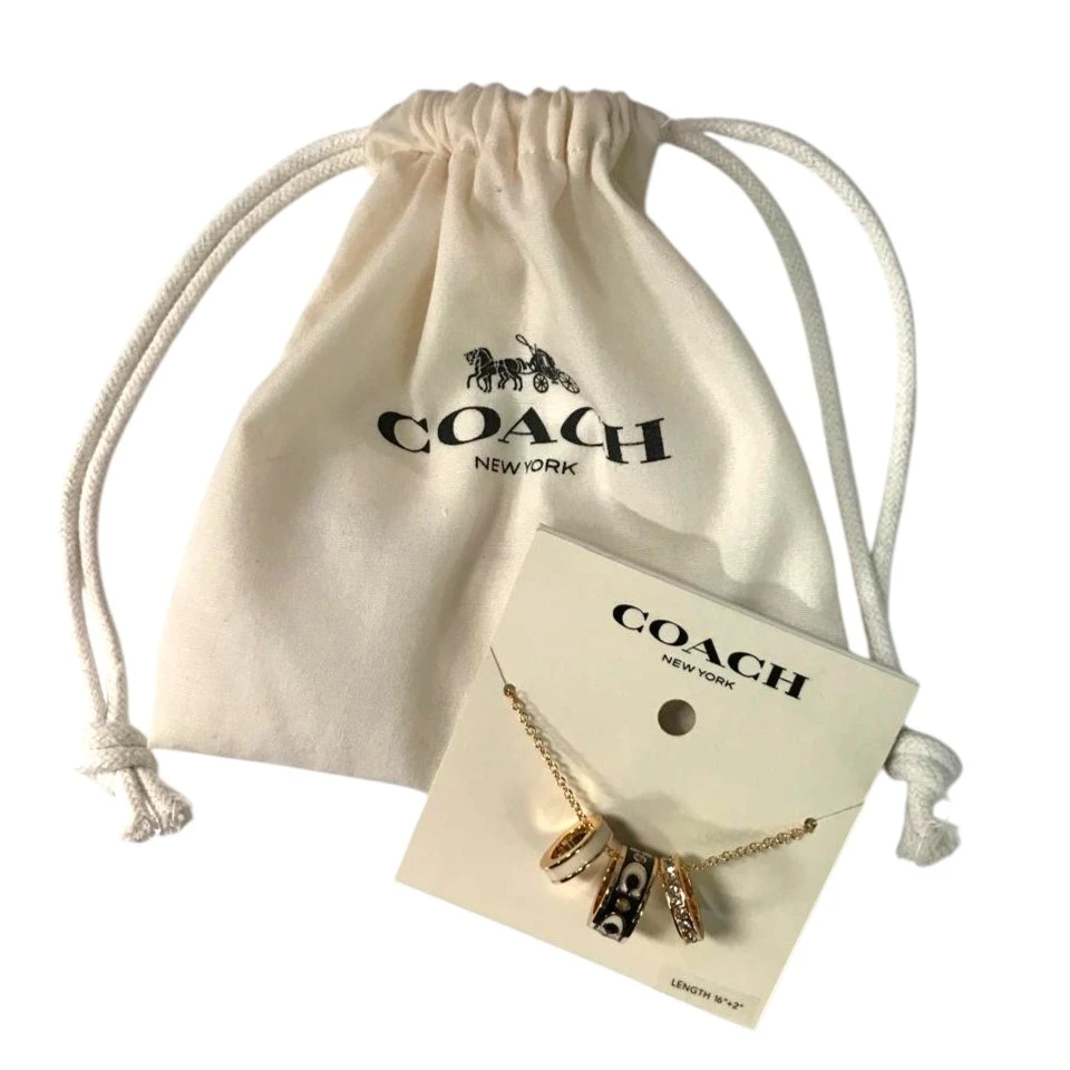 COLLAR COACH TRÍO DE FIRMA ORIGINAL – DORADO/NEGRO/BLANCO NUEVO. — imagen 2