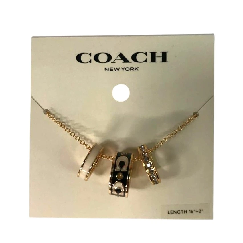 COLLAR COACH TRÍO DE FIRMA ORIGINAL – DORADO/NEGRO/BLANCO NUEVO. — imagen 3