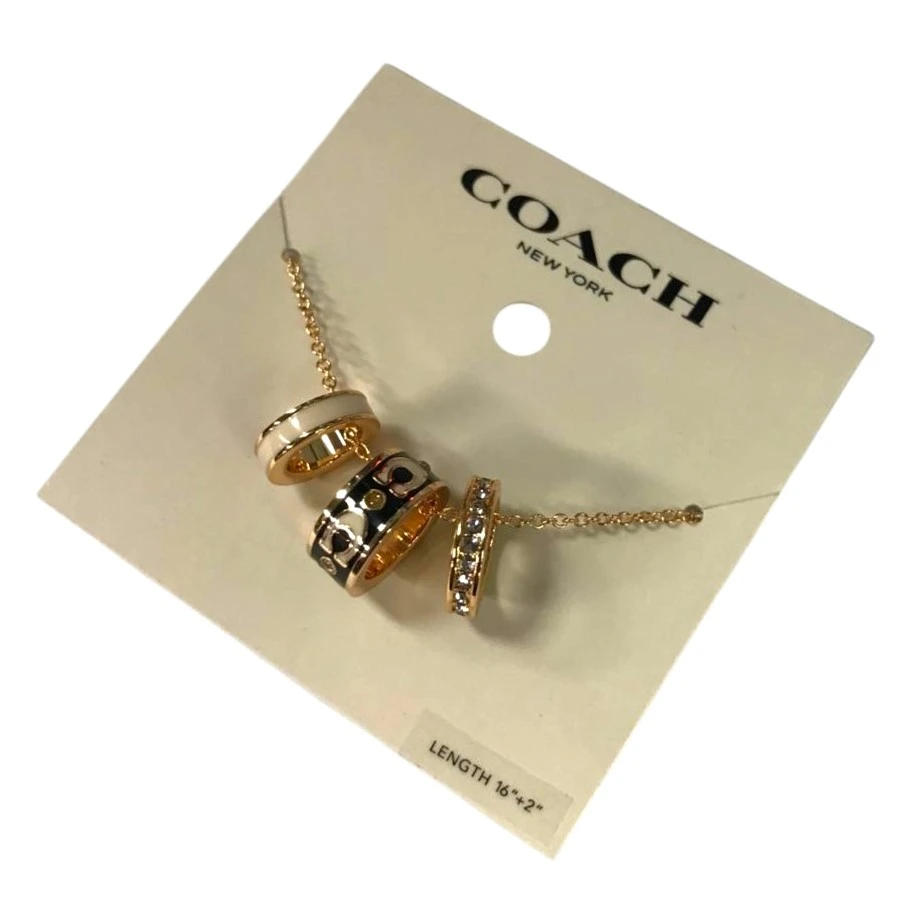 COLLAR COACH TRÍO DE FIRMA ORIGINAL – DORADO/NEGRO/BLANCO NUEVO. — imagen 4