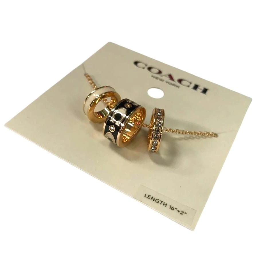 COLLAR COACH TRÍO DE FIRMA ORIGINAL – DORADO/NEGRO/BLANCO NUEVO. — imagen 5