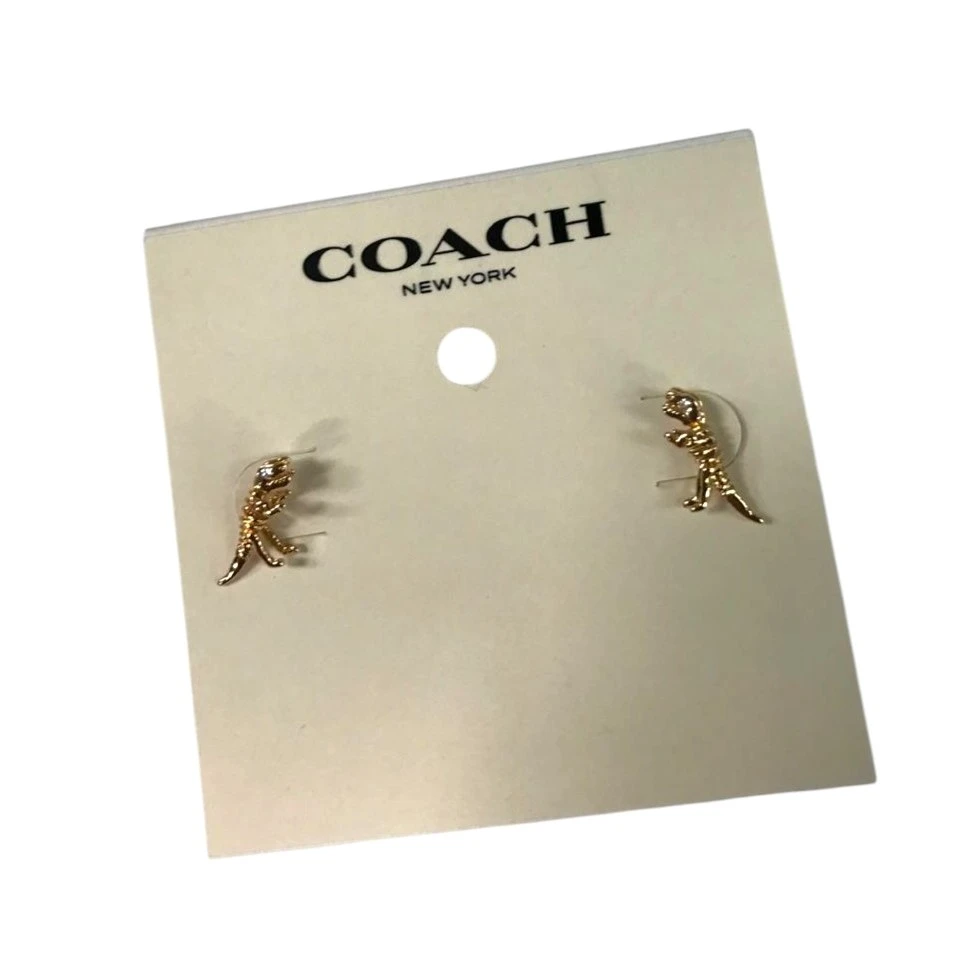 ARETES COACH SKELETAL REXY CON TACHUELAS – TONO DORADO NUEVO. — imagen 4