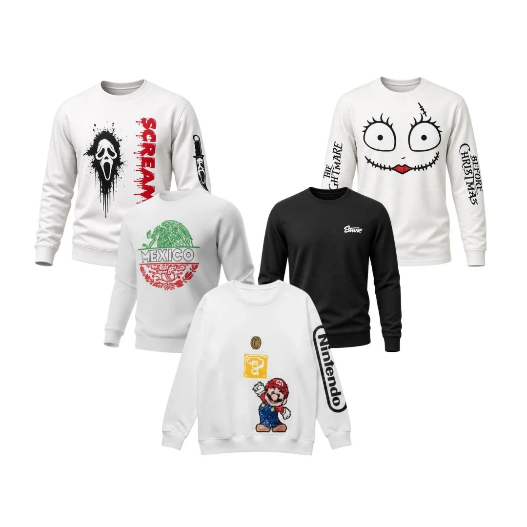 5 SUDADERAS.