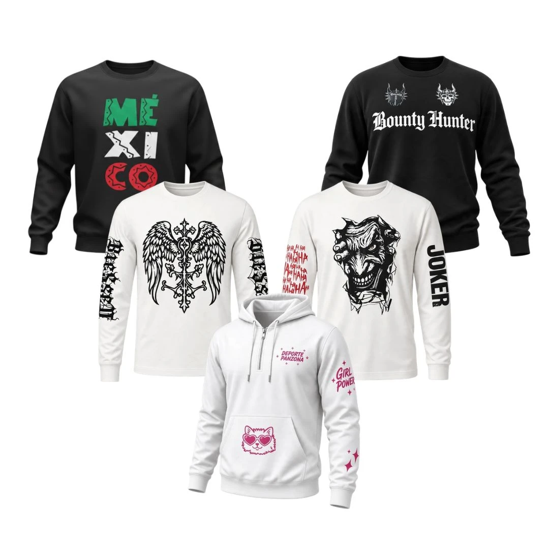 5 SUDADERAS.