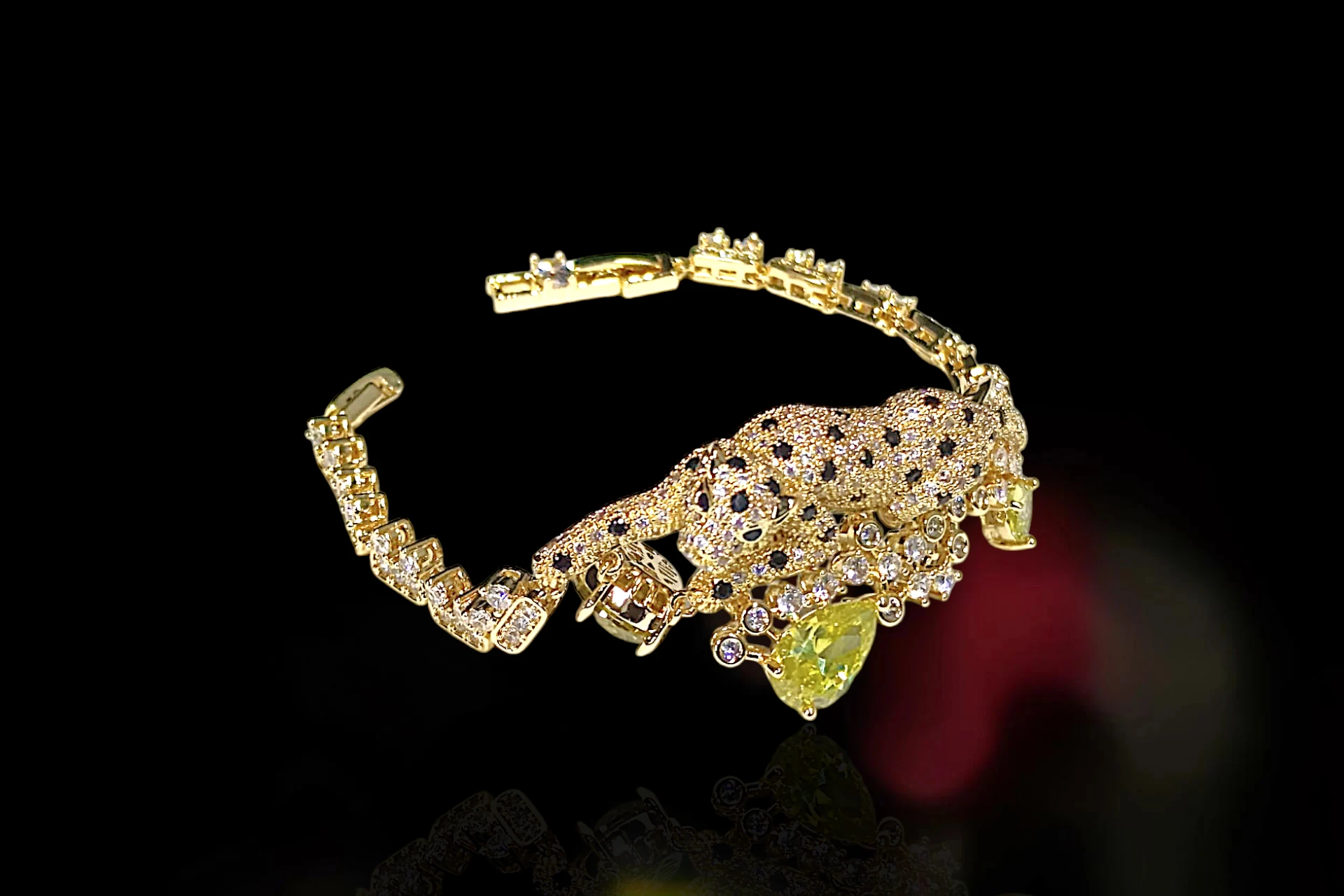 ANILLO CON PIEDRA BRILLANTE - PULSERA DE DISEÑO DE LEOPARDO JOYERÍA FINA DE BISUTERÍA DE ALTA RESISTENCIA Y DURABILIDAD. — imagen 2