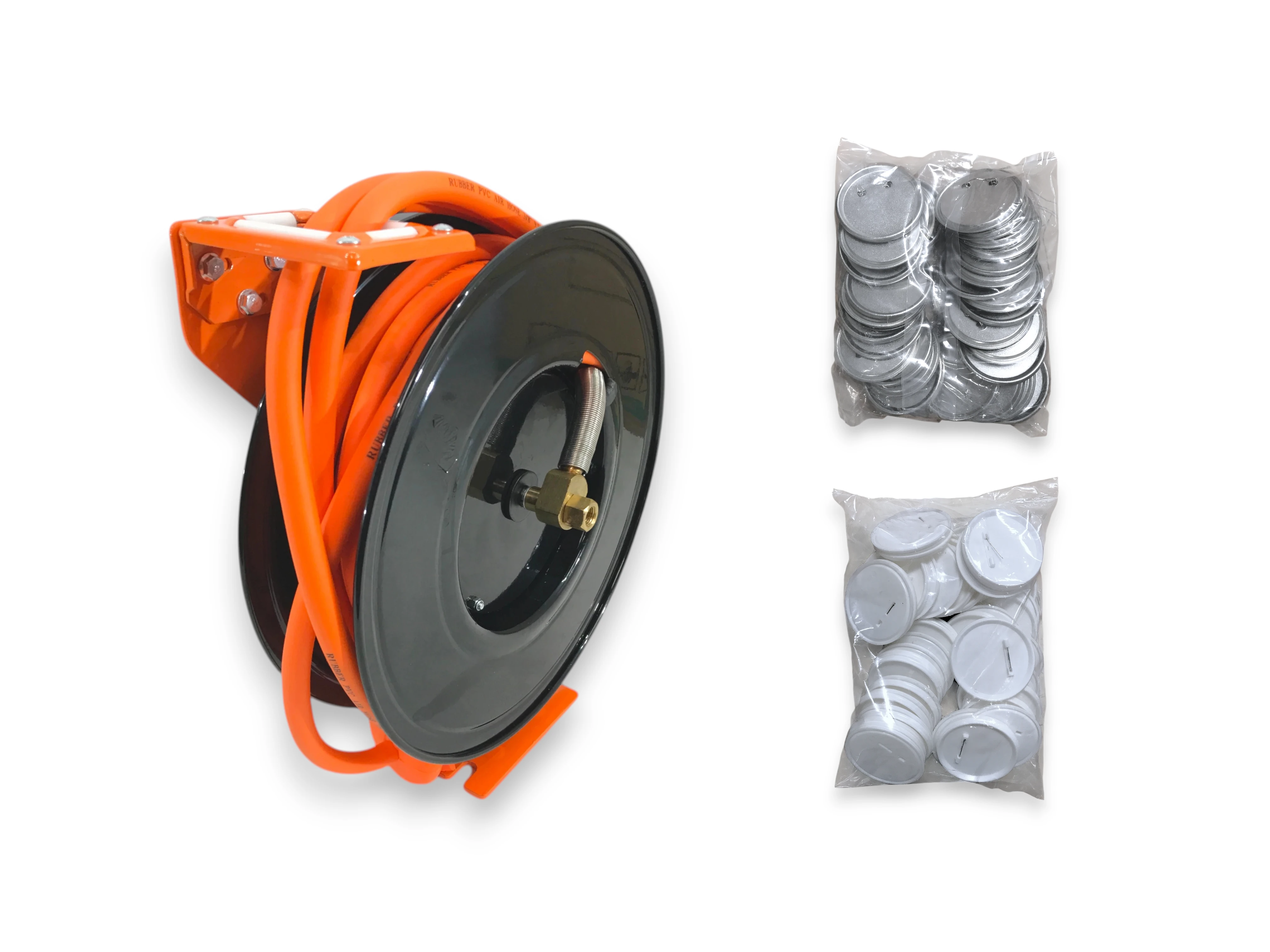 1 CARRETE DE MANGUERA DE AIRE RETRACTIL - MAQUINA PARA FABRICAR BOTONES.