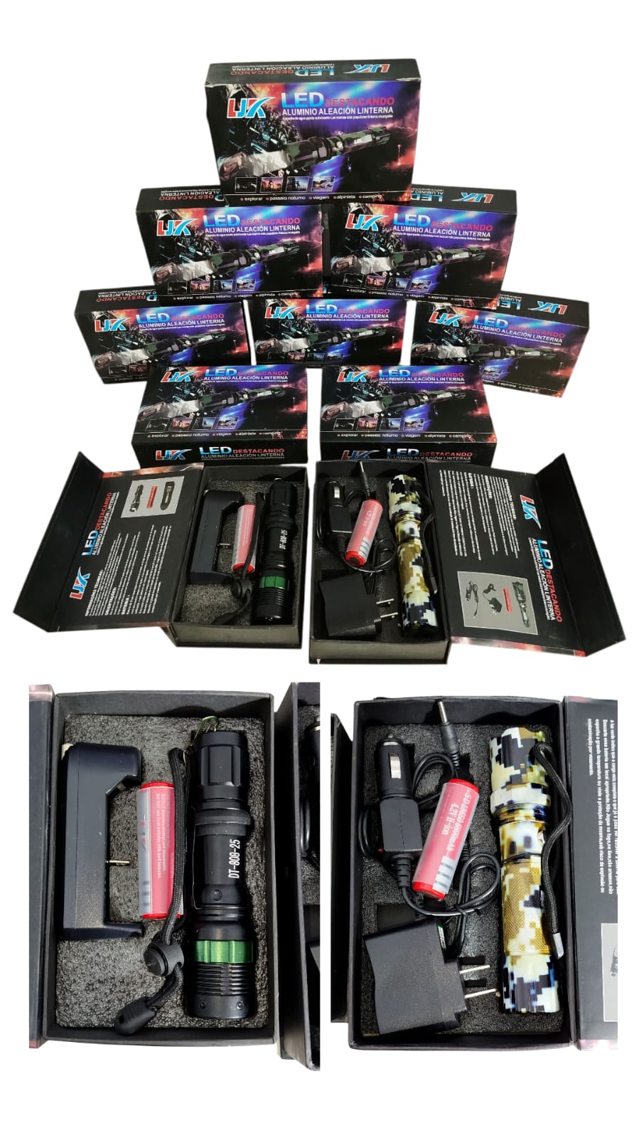 LOTE DE LINTERNAS LED TACTICAS RECARGABLES - IDEAL PARA SEGURIDAD Y EMERGENCIAS