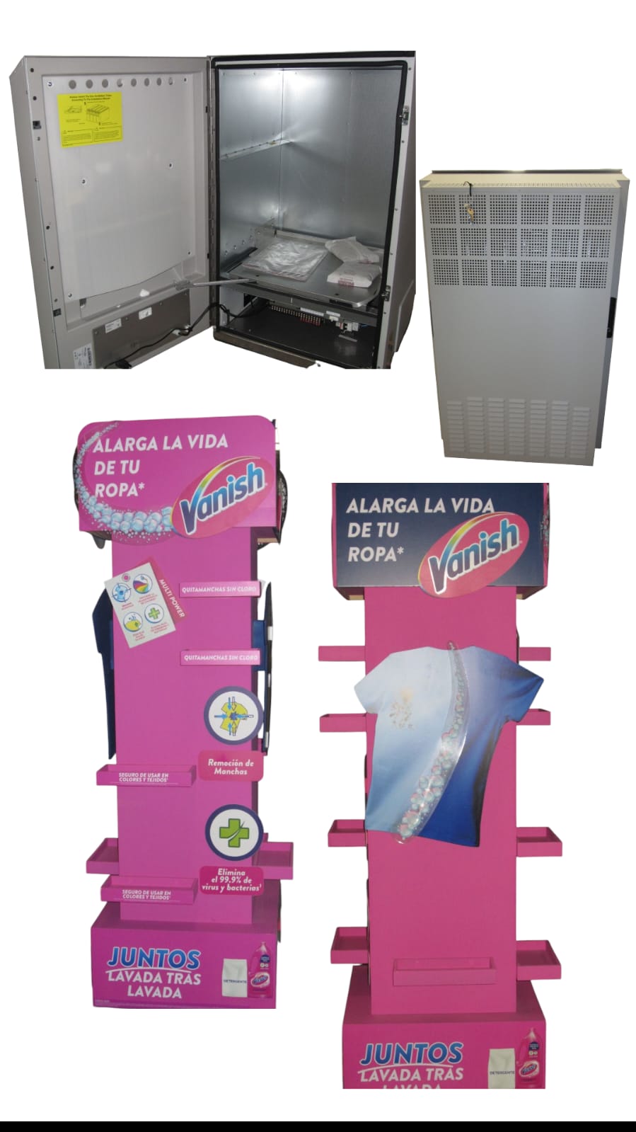 LOTE GABINETES DE TELECOMUNICACIONES TERMOSTÁTICOS CON EXHIBIDORES DE MADERA