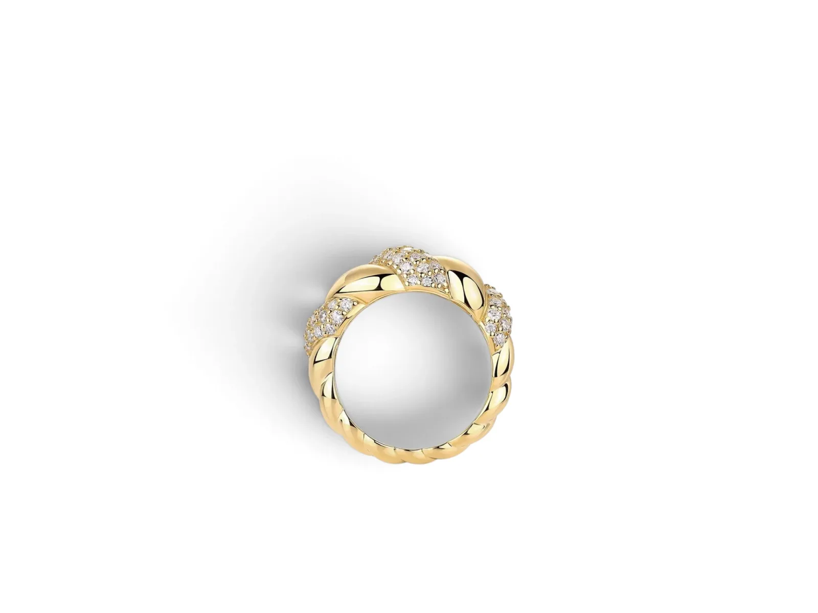 ANILLO ESTILO TRENZADO CON UN PATRÓN EN RELIEVE PLATA 925 MOISSANITA. 4.43 gr.