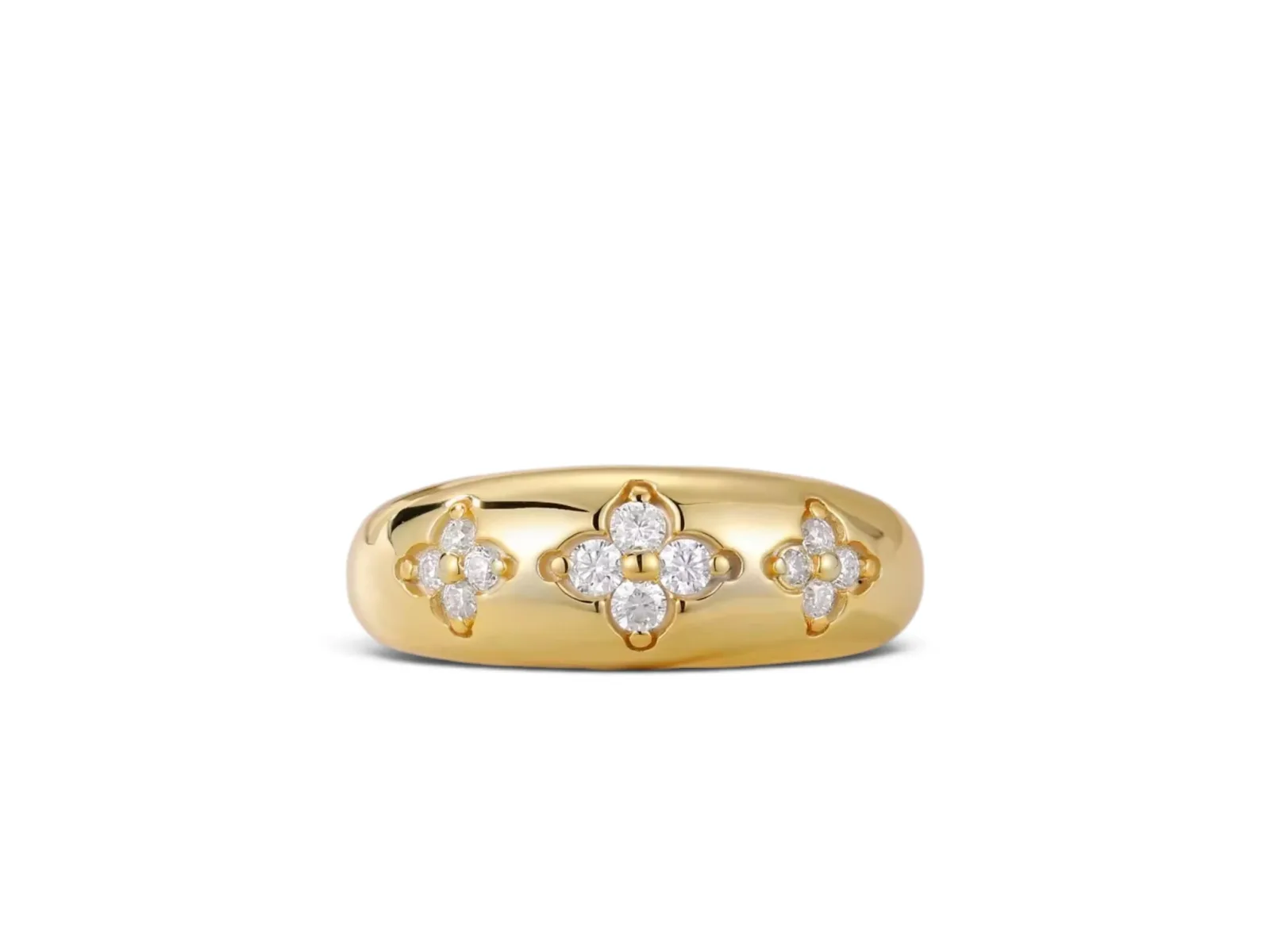 ANILLO CON ESTILO FLORAL DE CUATRO PÉTALOS PLATA 925 MOISSANITA. 3.60 gr.