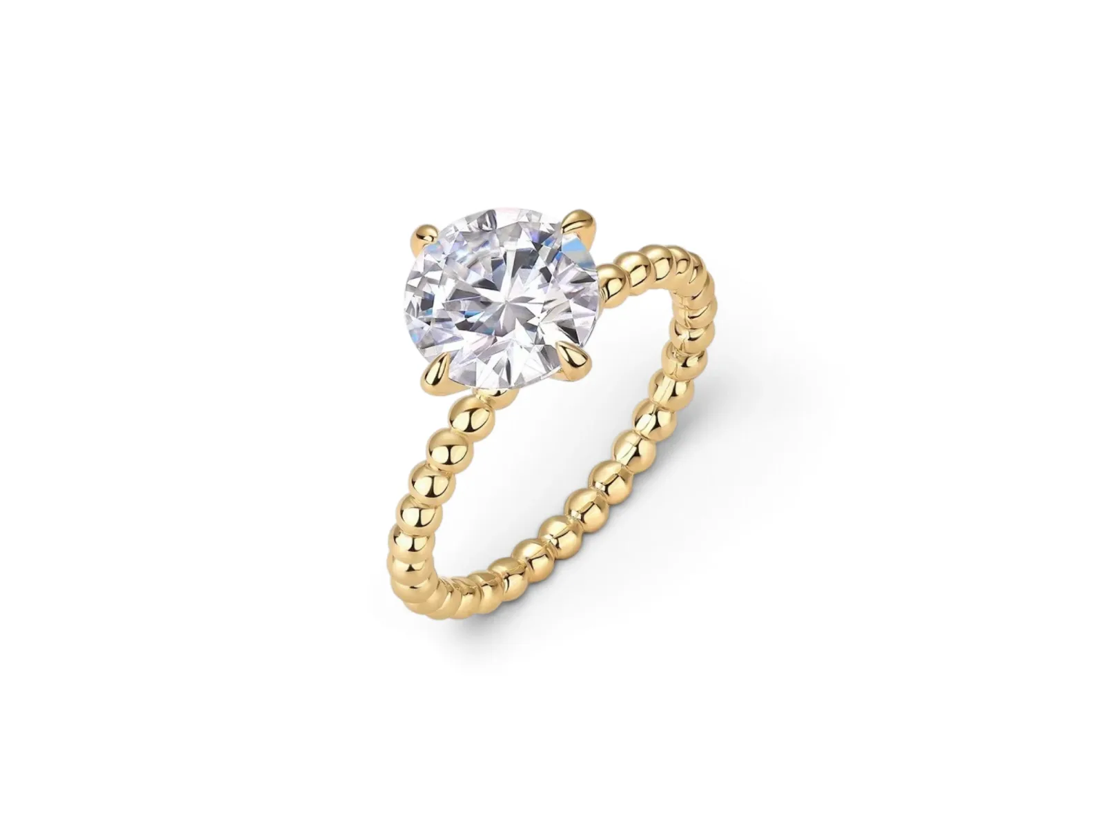ANILLO CON BRILLANTE  EN CORTE REDONDO PLATA 925 MOISSANITA. 2.84 gr.