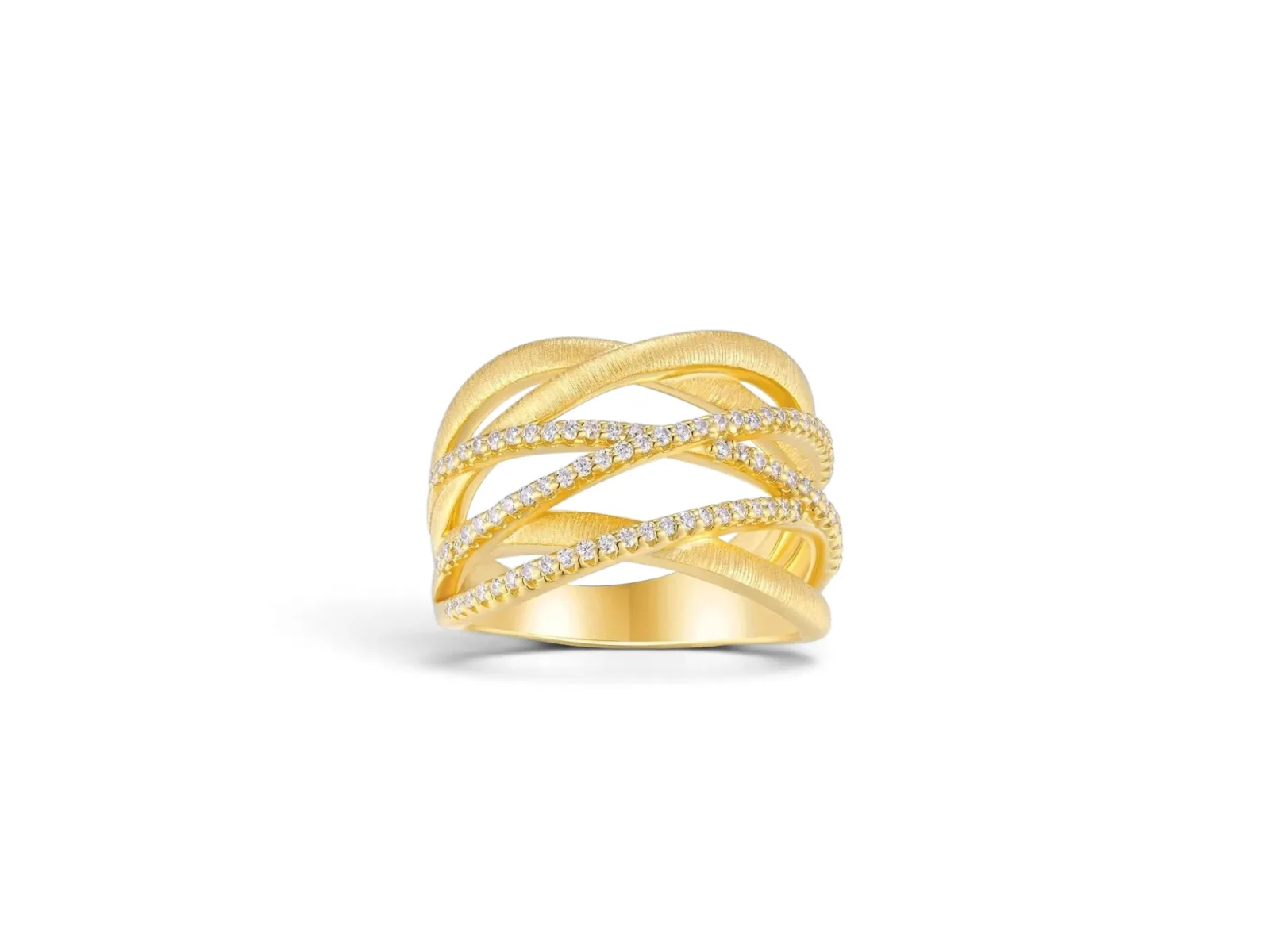 ANILLO DE BANDA ANCHA ENTRELAZADO PLATA 925 MOISSANITA. 6.94 gr.