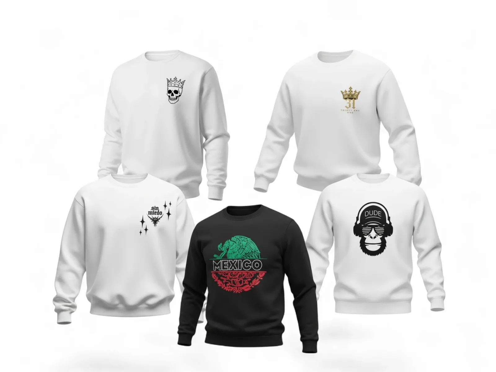 5 SUDADERAS.